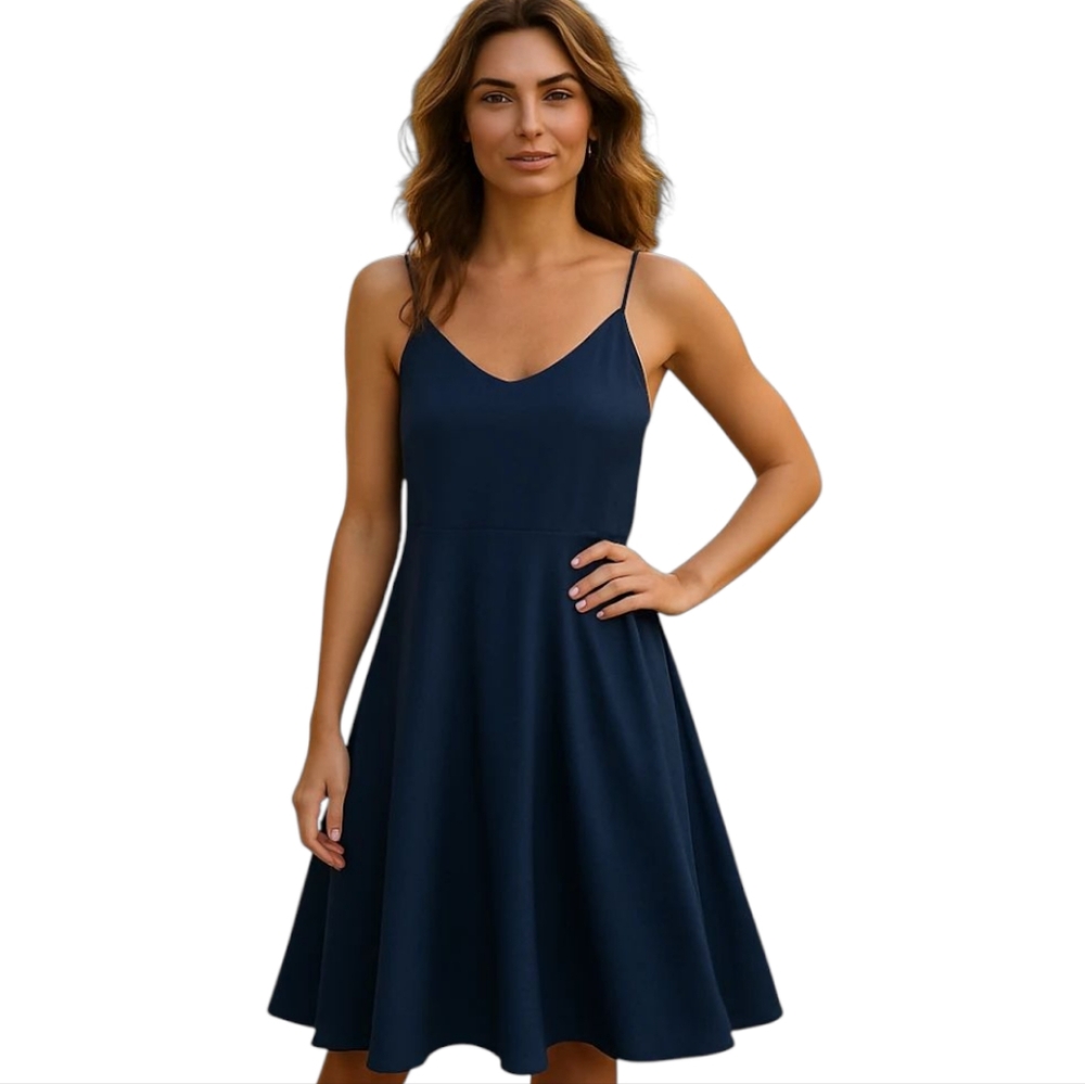 GAP Women's‎ XL Navy Blue Smocked Back Spaghetti Strap Cami Dress
